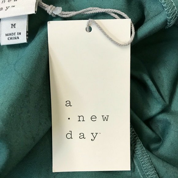 A New Day Women's Puff Sleeve Round Neck Paisley Green Blouse Top Choose S or M - Picture 8 of 13